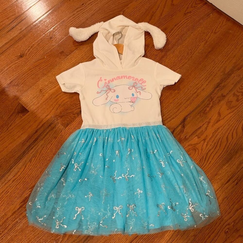 Sanrio Cinnamoroll Girls Dress with ears size xl runs small blue tutu skirt